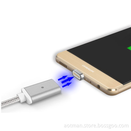 Newest fast charging magnetic cable android micro usb to type c nylon braided cable for sale